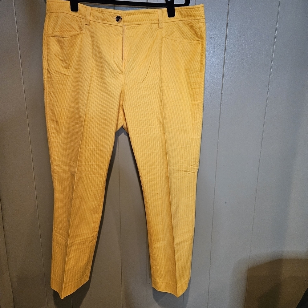 Anne Klein Textured Straight Leg Pants Women’s 14, Yellow